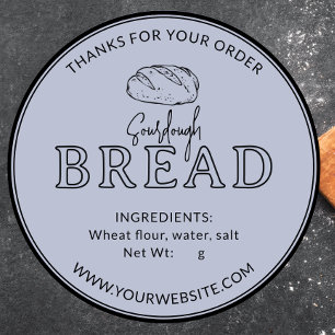 Pastel Grey Sourdough Bread Thank You Sticker