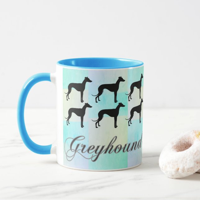 Pastel Greyhound Silhouette Mug (With Donut)