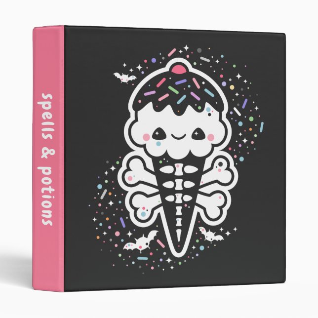 Pastel Grunge Cute Ice Cream Skull Binder (Front/Spine)