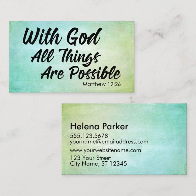 Pastel Grunge Matthew 19:26 Scripture Sharing Card (Front/Back)