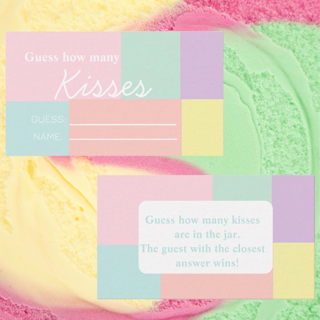 Pastel  "Guess How Many Kisses" Bridal Shower Game Enclosure Card (Pastel "Guess How Many Kisses" Bridal Shower Game Enclosure Card)