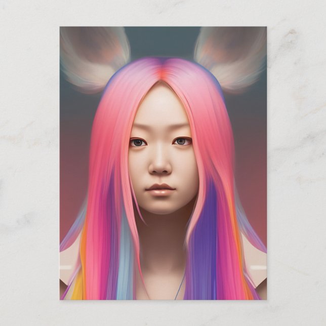 Pastel Hair Woman Postcard (Front)