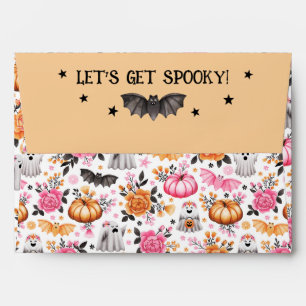 Pastel Halloween Cute Bats, Ghosts and Pumpkins Envelope
