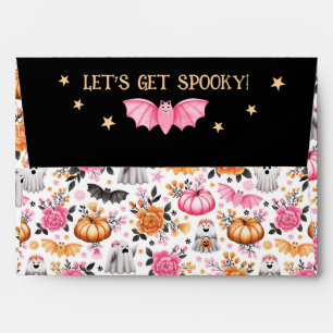 Pastel Halloween Cute Bats, Ghosts and Pumpkins Envelope