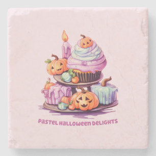 Pastel Halloween Delights – Enchanting Pastel Cake Stone Coaster