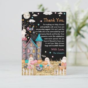 Pastel Halloween Gender Reveal Baby Shower Thank You Card