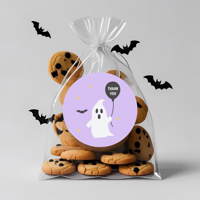 Pastel Halloween Ghost Thank You  Classic Round Sticker (Creator Uploaded)
