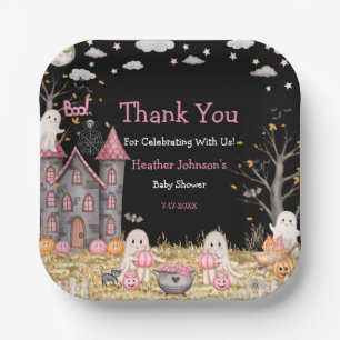 Pastel Halloween Little Boo Girl Baby Shower Paper Plate