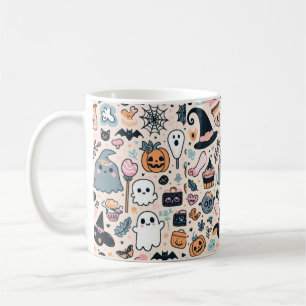 Pastel Halloween Pattern With Pumpkin Ghost Coffee Mug