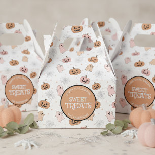 Pastel Halloween Pumpkins Ghosts Pattern ID1326 Favor Box