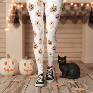 Pastel Halloween Pumpkins Ghosts Pattern ID1326 Leggings