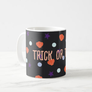 Pastel Halloween Seashells & Sea Stars in Black Coffee Mug