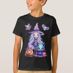 Pastel Halloween Witch Cat Pumpkin Pastelcore T-Shirt