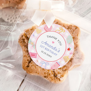 Pastel Hand Drawn Pretty Girl Birthday Party Classic Round Sticker