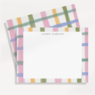 Pastel Hand-Painted Plaid Note Card