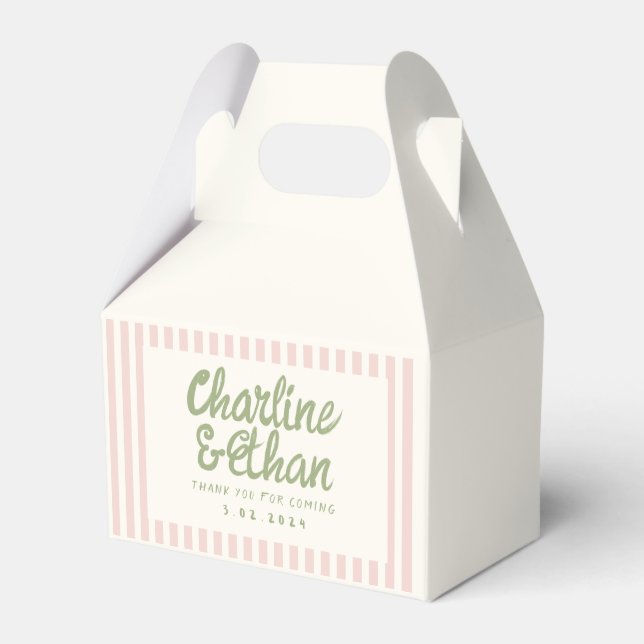 Pastel Handwriting Retro Wedding Favor Box (Front Side)