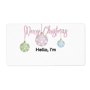Pastel Hanging Christmas Ornaments Paper Name Tag