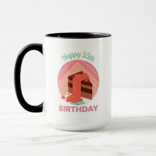 Pastel Happy 55th Birthday Party Cake Piece Mug