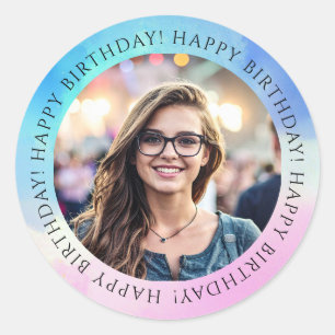 Pastel Happy Birthday Photo Envelope Seal Sticker