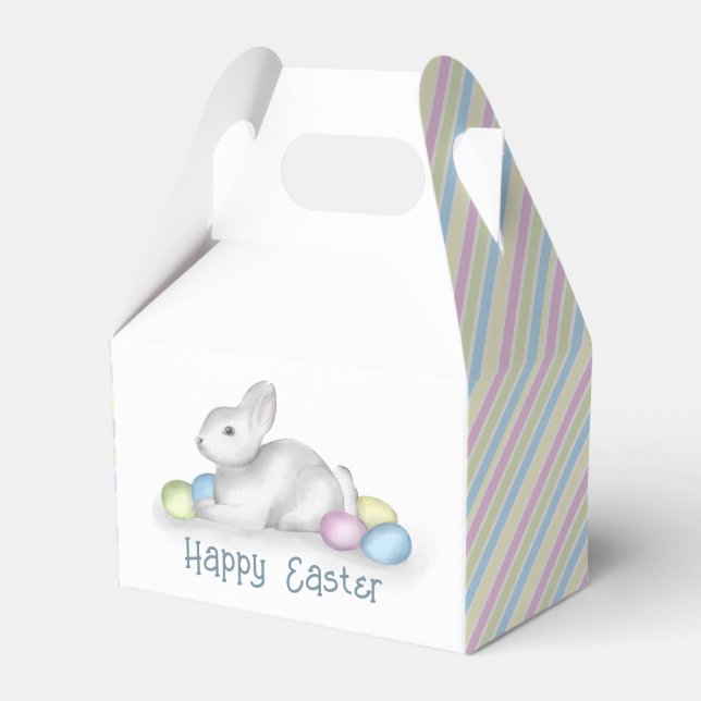 Pastel Happy Easter Bunny Simple Typography Favor Box (Front Side)