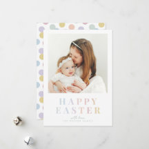 Pastel Happy Easter Family Photo Card | Custom Eas