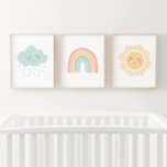 Pastel Happy Rainbow Sun Cloud Girl Nursery Decor<br><div class="desc">Add a finishing touch to your little one's space with this set of 3 happy cloud,  rainbow,  and sun nursery prints.</div>
