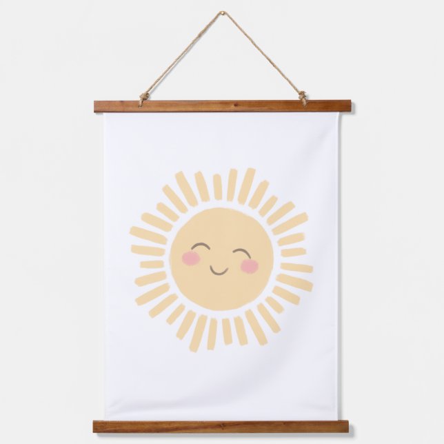 Pastel Happy Sun Nursery Decor Hanging Tapestry (Front)