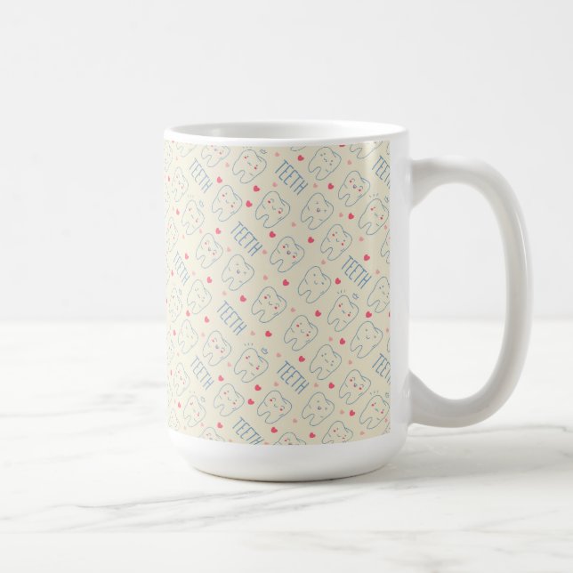 Pastel Happy Teeth Pattern Coffee Mug (Right)