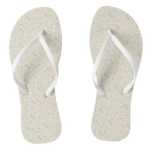 Pastel Happy Teeth Pattern Flip Flops