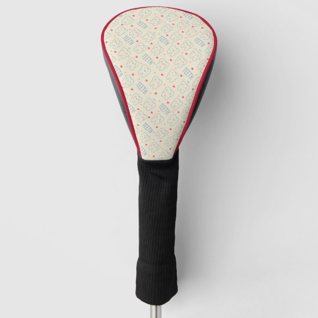 Pastel Happy Teeth Pattern Golf Head Cover (Front)