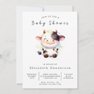  Pastel Happy Unique Cow Baby Shower  Invitation