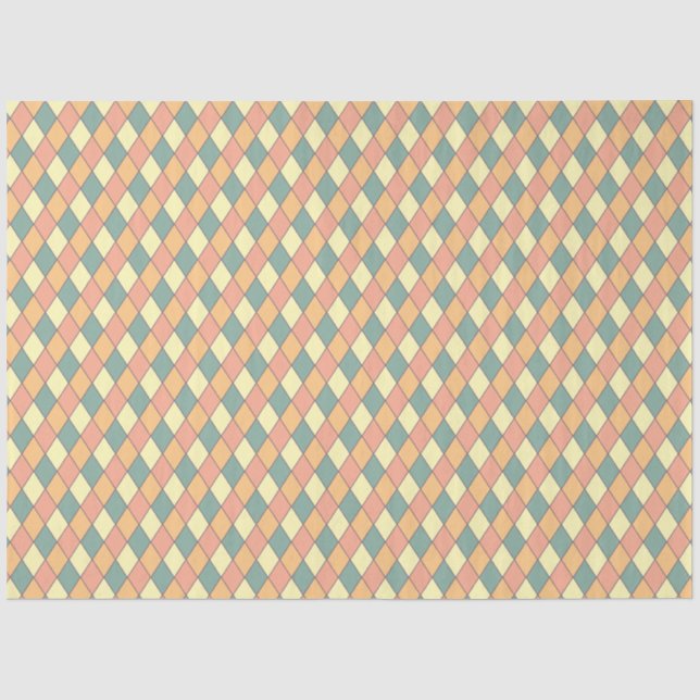 Pastel Harlequin Diamond Geometric Tissue Paper (Front)