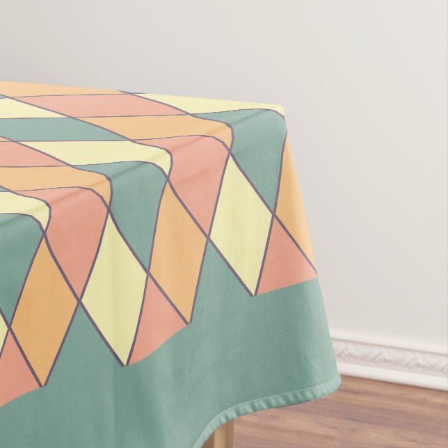 Pastel Harlequin Diamond Pattern Decor Tablecloth (In Situ)
