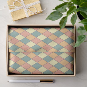 Pastel Harlequin Diamond Pattern Gift Wrapping Tissue Paper