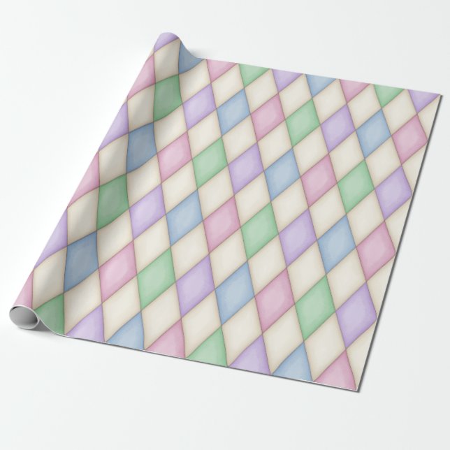 Pastel Harlequin Medieval Fairytale (medium scale) Wrapping Paper (Unrolled)
