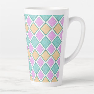 Pastel Harlequin Prism Diamond Pattern Latte Mug