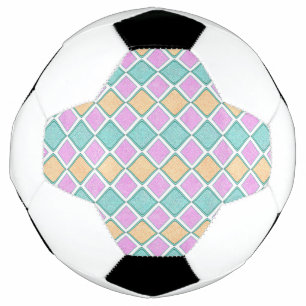 Pastel Harlequin Prism Diamond Pattern Soccer Ball
