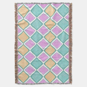  Pastel Harlequin Prism Diamond Pattern Throw Blanket