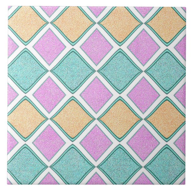 Pastel Harlequin Prism Diamond Pattern Tile (Front)