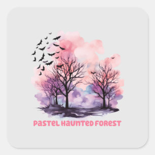 Pastel Haunted Forest Square Sticker
