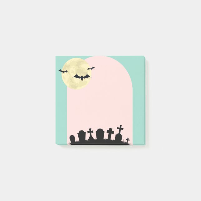Pastel Haunted Graveyard Post-it Notes (Front)