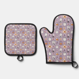 Pastel Haunts & Whimsical Spirits Oven Mitt & Pot Holder Set