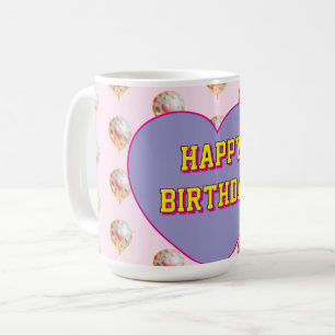 Pastel Heart Balloon Happy Birthday Design Coffee Mug