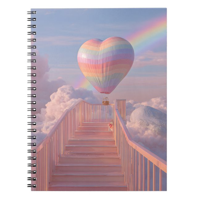 Pastel Heart Balloon Stairway Notebook (Front)