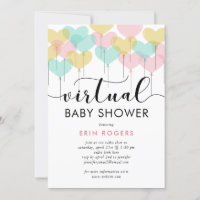 Pastel Heart Balloons Virtual Baby Shower