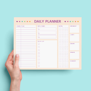 Pastel Heart Daily Planner Notepad