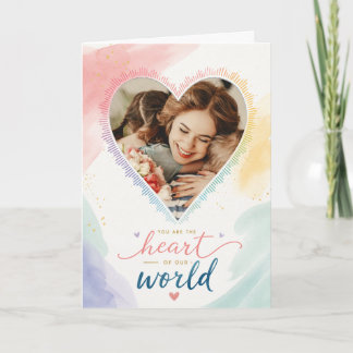 Pastel Heart for Mother’s Day Mom Love Photo Frame Card