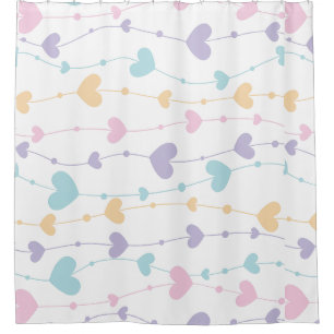 Pastel Heart Garland Shower Curtain - Dreamy Boho 