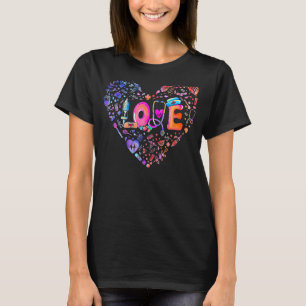Pastel Heart Love Nurse Medical Tools Stethoscope T-Shirt