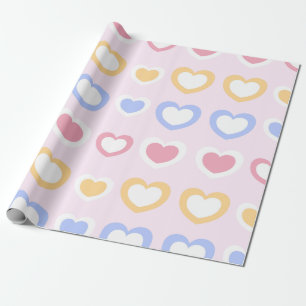 Pastel Heart Pattern Wrapping Paper